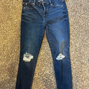 American Eagle Outfitters Dark Blue Distressed High Rise Jeggings